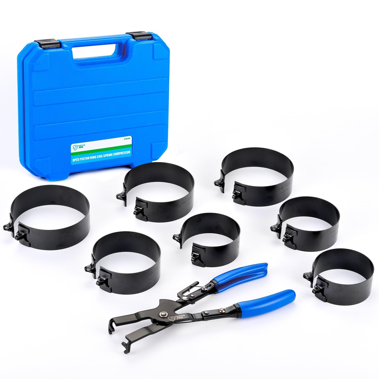 SMOTIVEPRO 8PCS Piston Ring Compressor Set with Self-Locking Ratchet Pliers |...