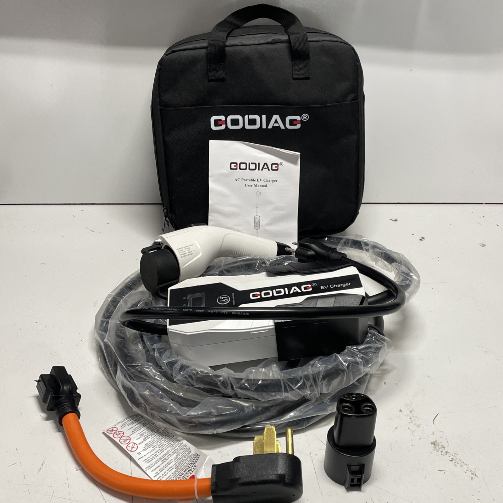 GODIAG Level 1+2 EV Charger - ETL Certified, 16Amp, 110V-240V, 20ft Cable,