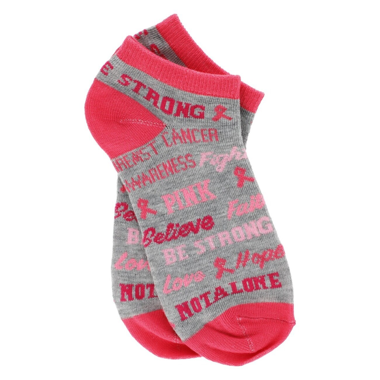 Breast Caner Awareness Low Cut Socks - Womens 5 to 9 - Be Strong - S098