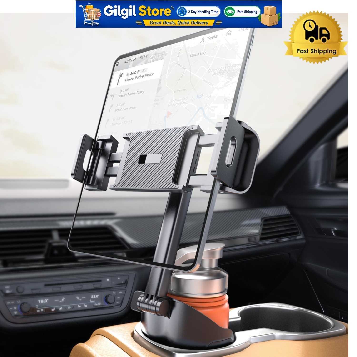 Adjustable Tablet Holder for Recliner & Car - Fits 6”-11” Devices Securely