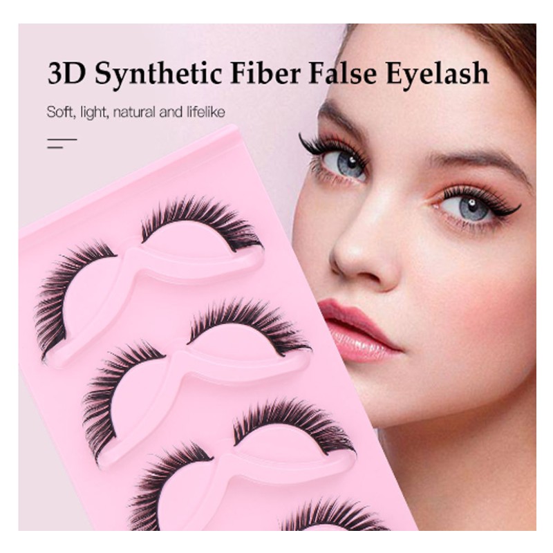 15Pairs Cat Eye Eyelashes 3D Natural False Lashes Fluffy Soft Cross Clear Band L