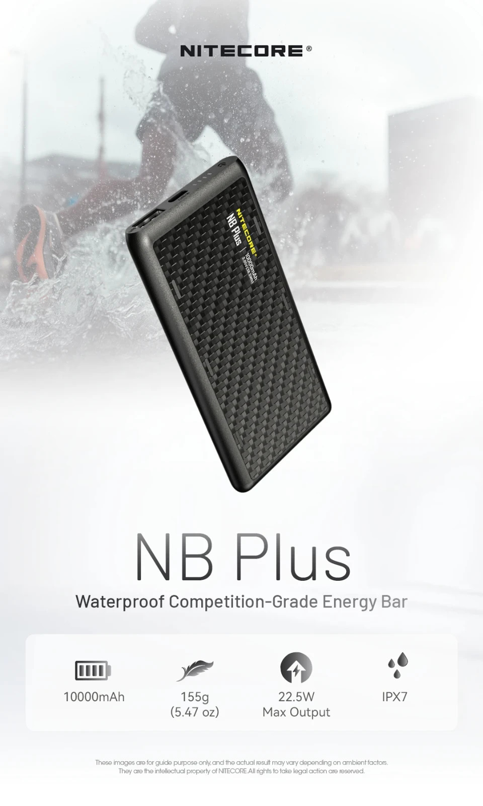 Nitecore NB Plus Power Bank Charge Indicator Light Waterproof Lightweight Carbon