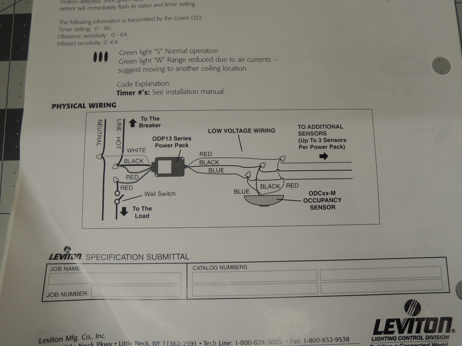 LEVITON ODC05-M0W MULTI-TECH CEILING MOUNT OCCUPANCY SENSOR, 500-SQFT, 24-VDC