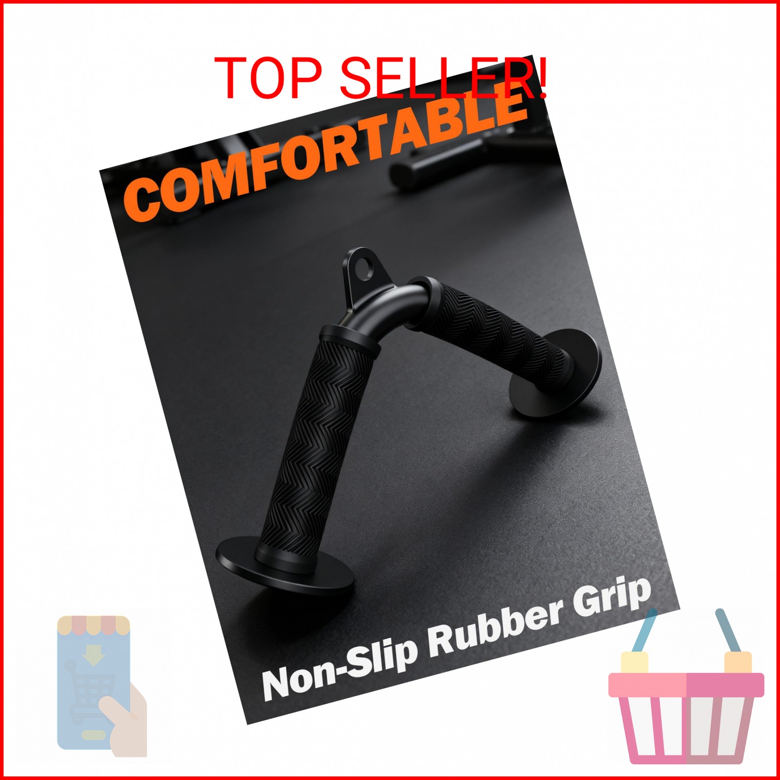Fitarc Tricep V Bar Cable Attachment, Tricep Pull Down Attachment for Home Gym E
