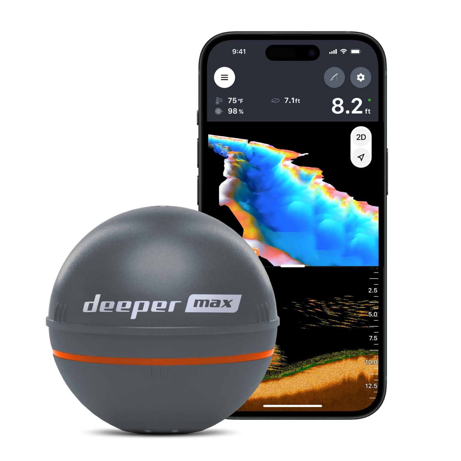Deeper MAX Castable GPS Fish Finder– Portable Chirp Sonar Depth and Fish