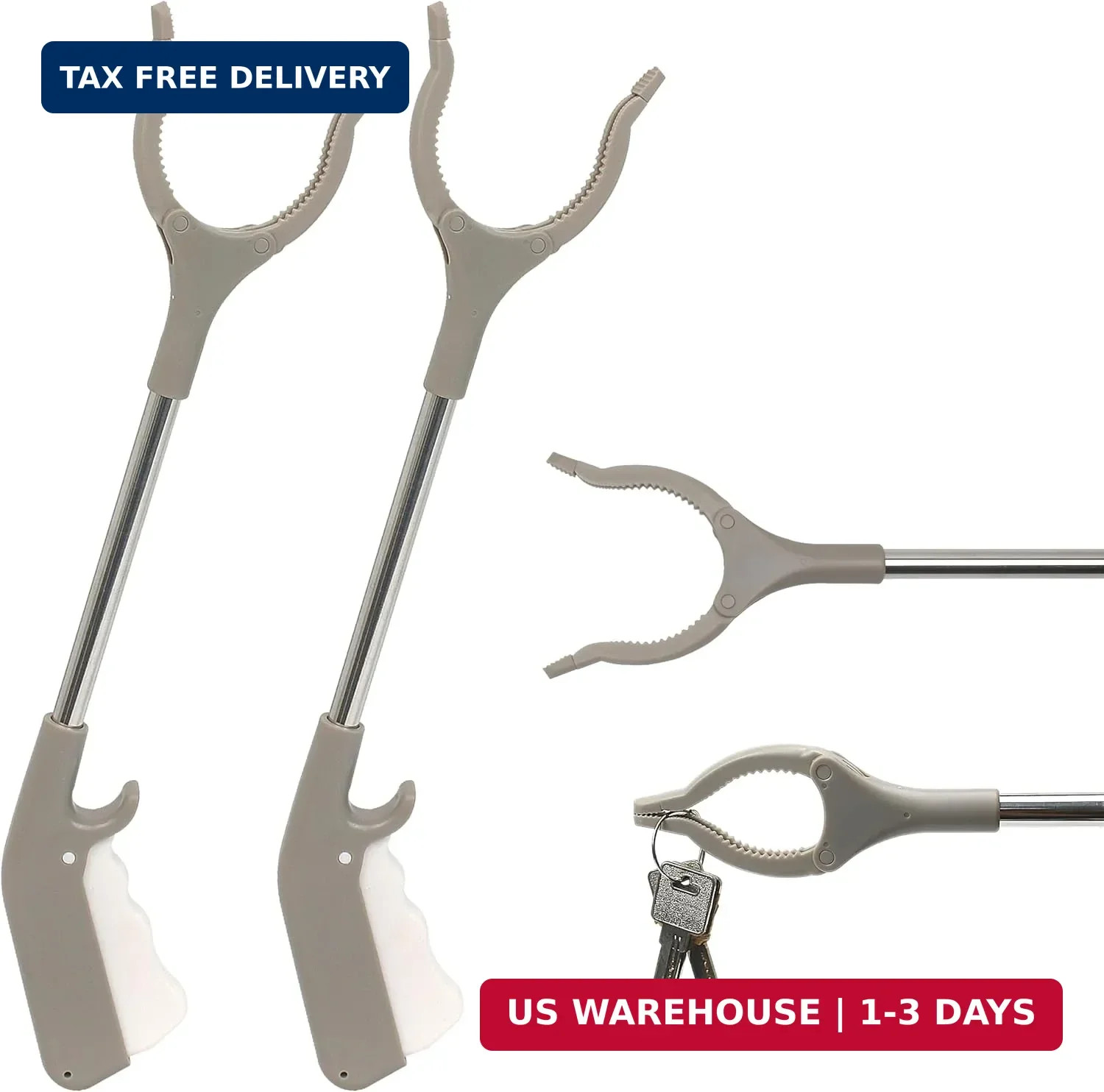 2pcs Short Grabber Reacher Tool for Seniors, 16 Inch Small Mini Extra Strong ...