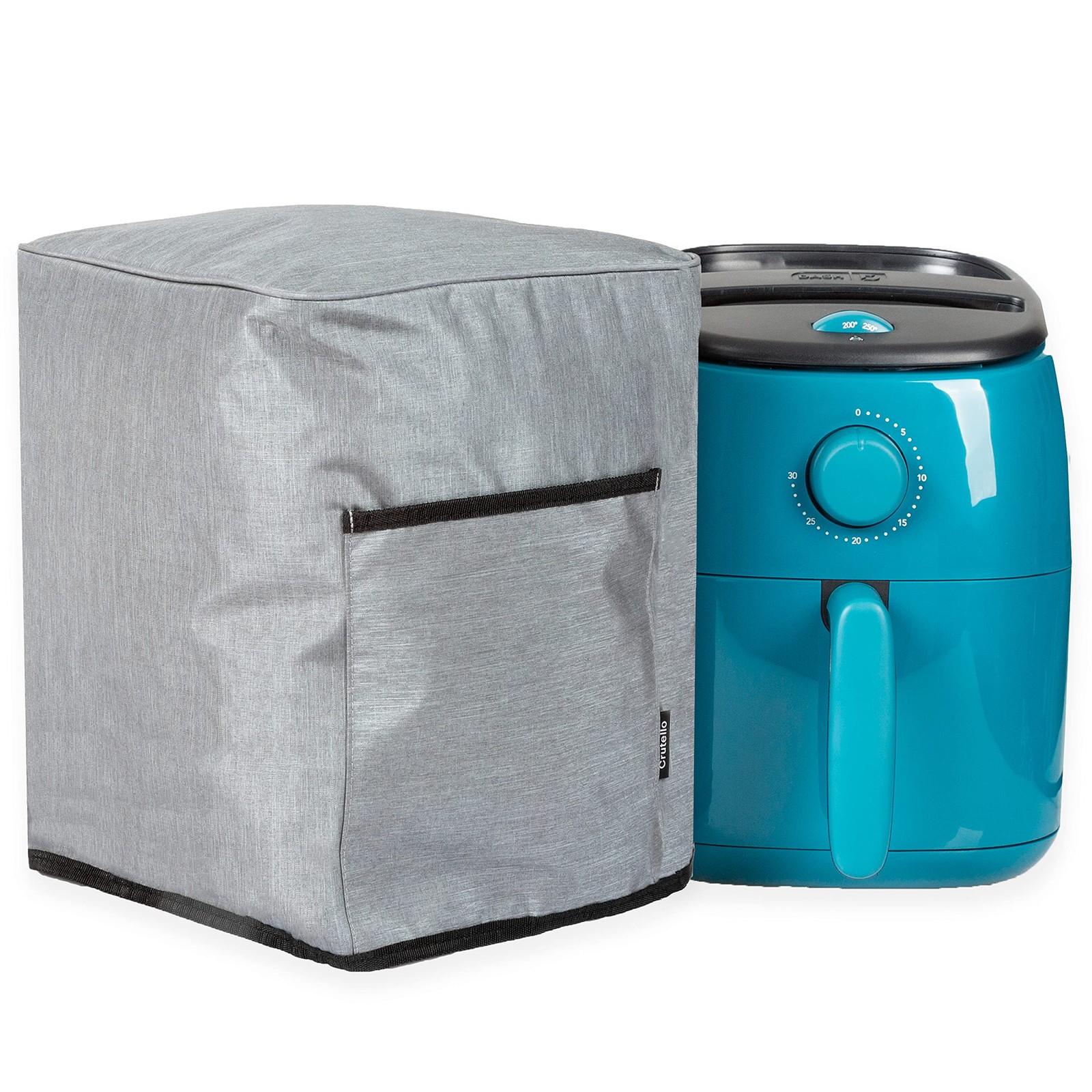 Crutello Air Fryer Cover with Storage Fits 2.8 - 4.8 Qt Fryer, Gray