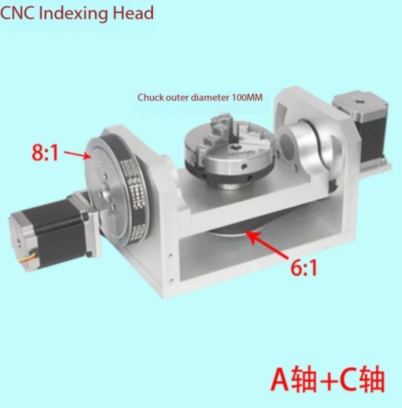 CNC Indexing Head, A-axis, Rotary Table, Fourth Axis, Fifth Axis (with Chuck)