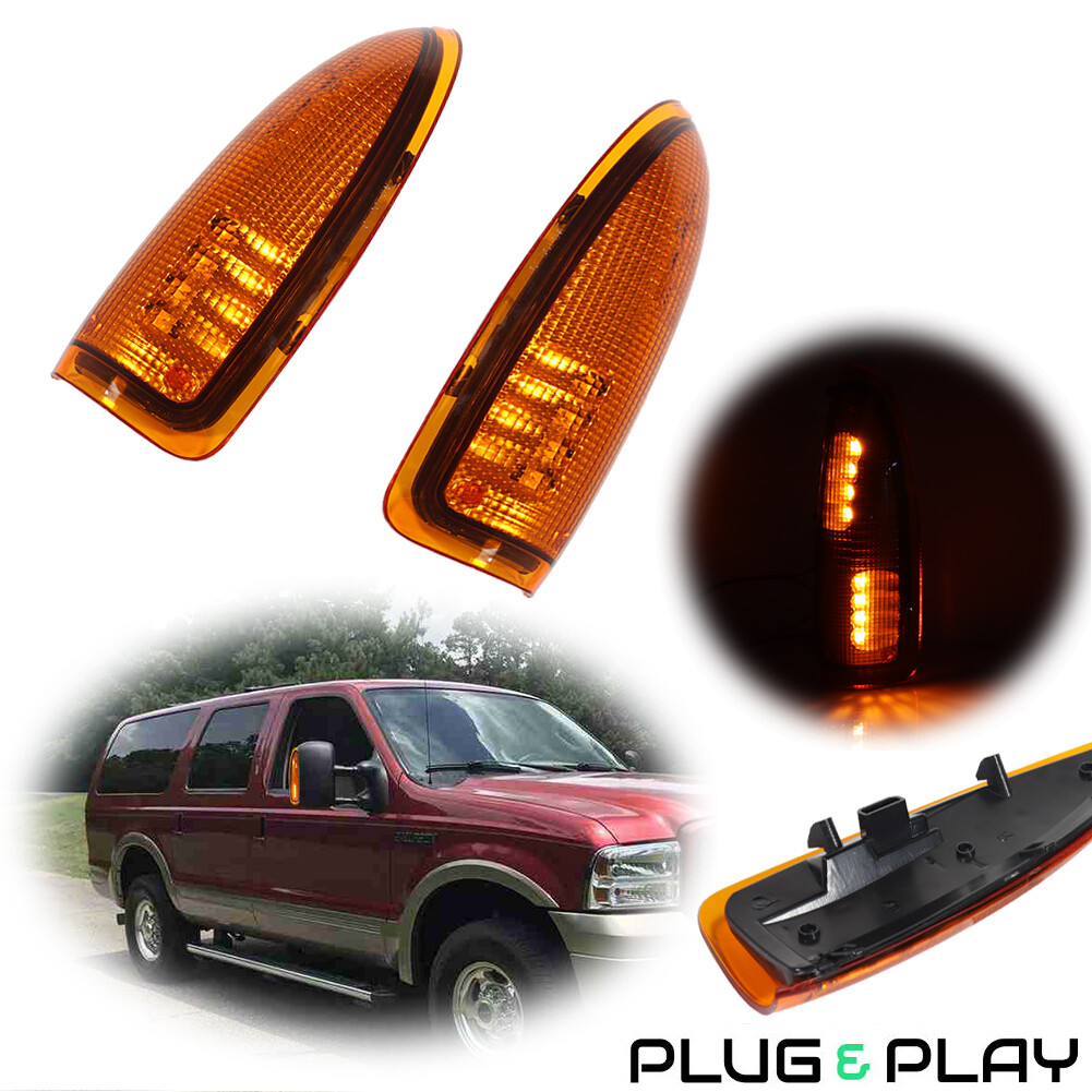 For 2000-2005 Ford Excursion Side Mirror Turn Lights LED Amber Lens OE-Style Kit