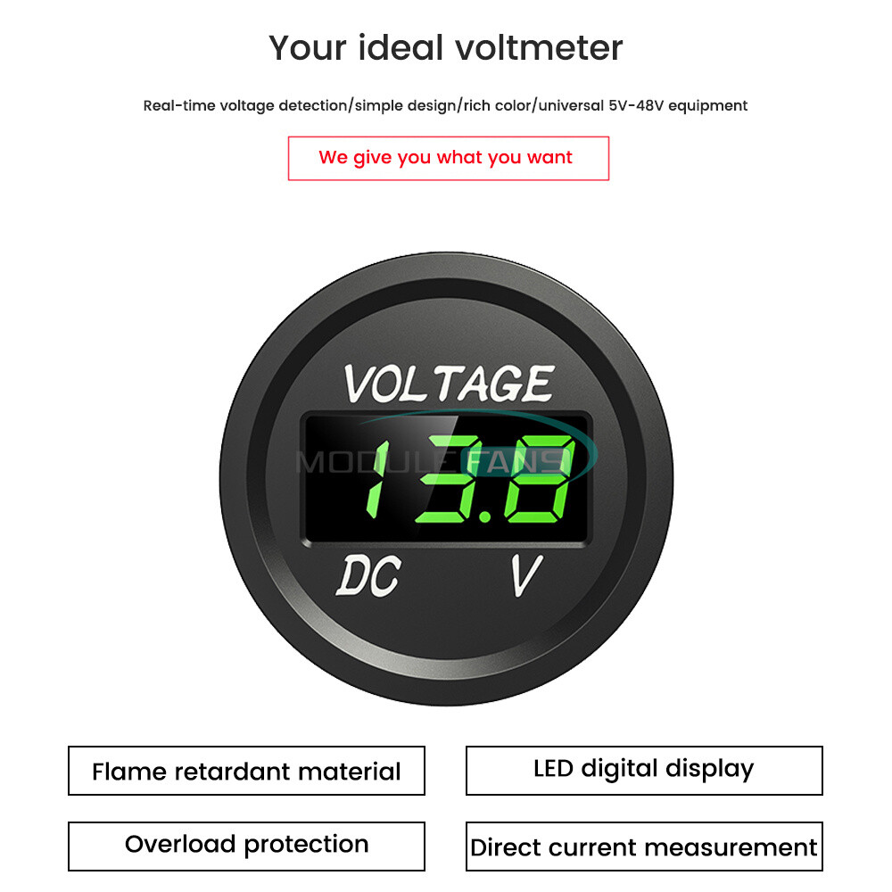 DC 5-48V Mini Waterproof Digital Voltmeter Voltage Tester LED Display For Car