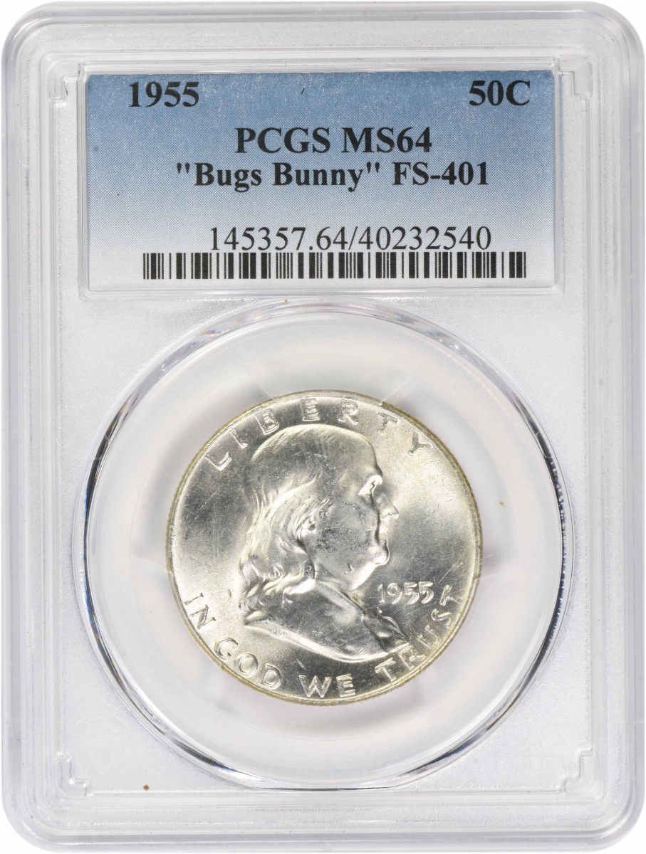 1955 Franklin Silver Half Dollar Bugs Bunny FS-401 MS64 PCGS