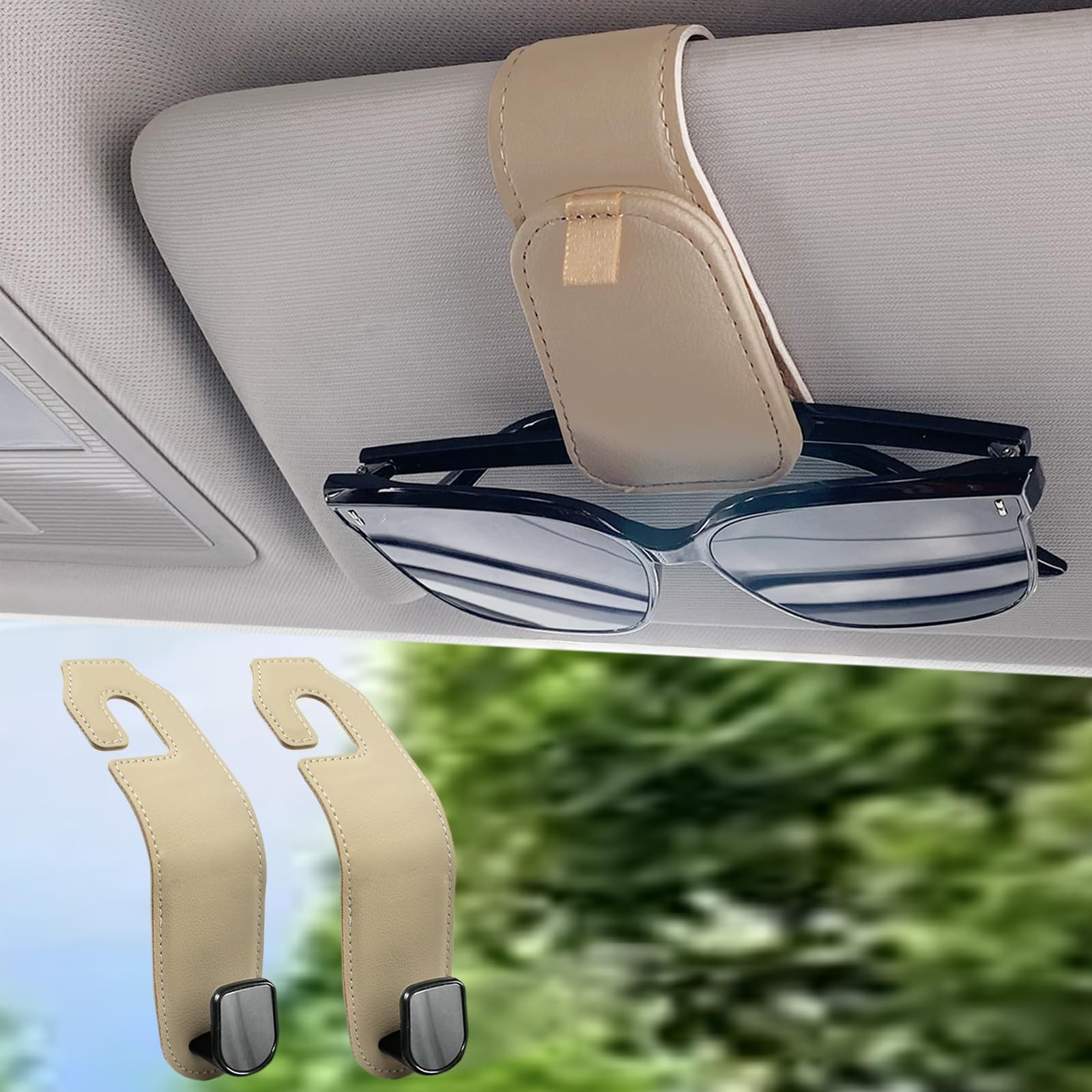 Sunglass Holder for Car 1 Pack & Car Seat Headrest Hook for Purses and Bags 2...