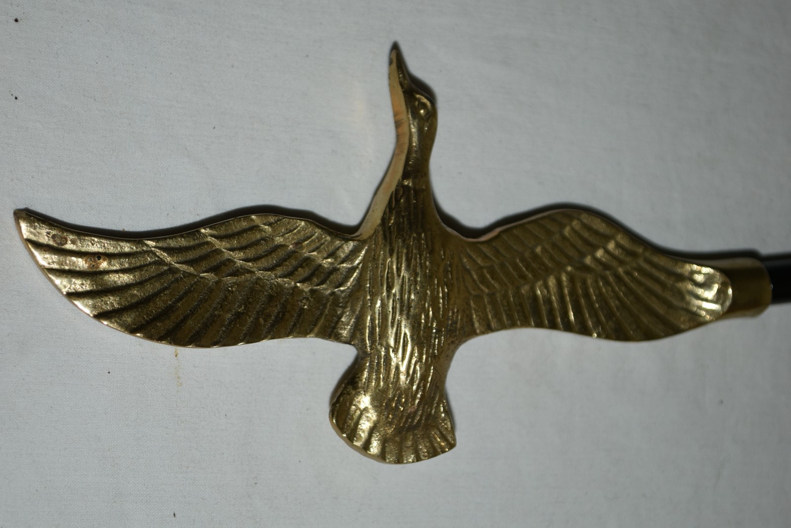 Unique 10 3/4" brass goose flying BOOT Strap puller EUC