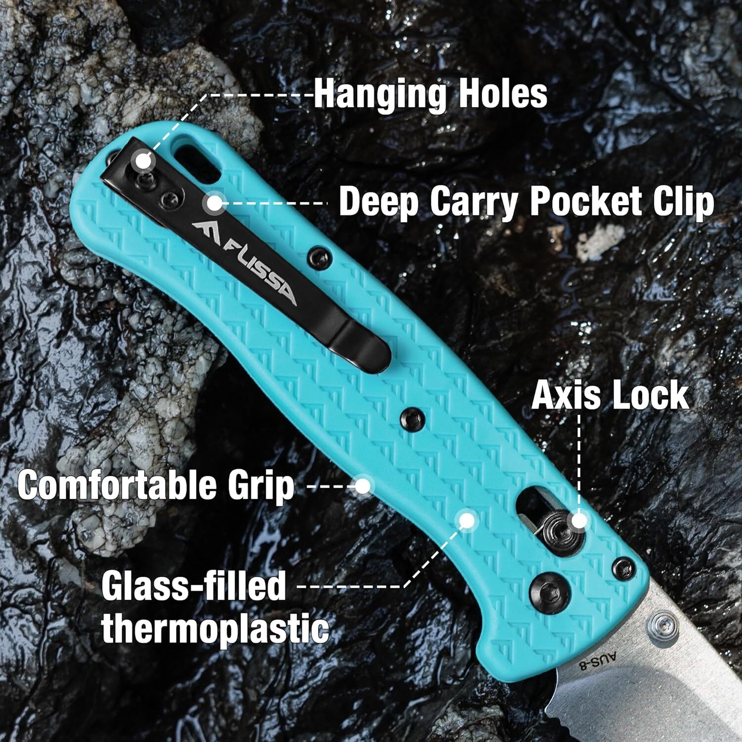 FLISSA 4.5"Folding Pocket Knife Lightweight EDC Pocket Knife with Axis Lock