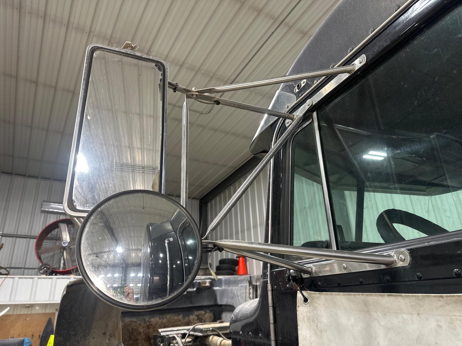 1987-2005 Peterbilt 378 STAINLESS Left/Driver Door Mirror - Used