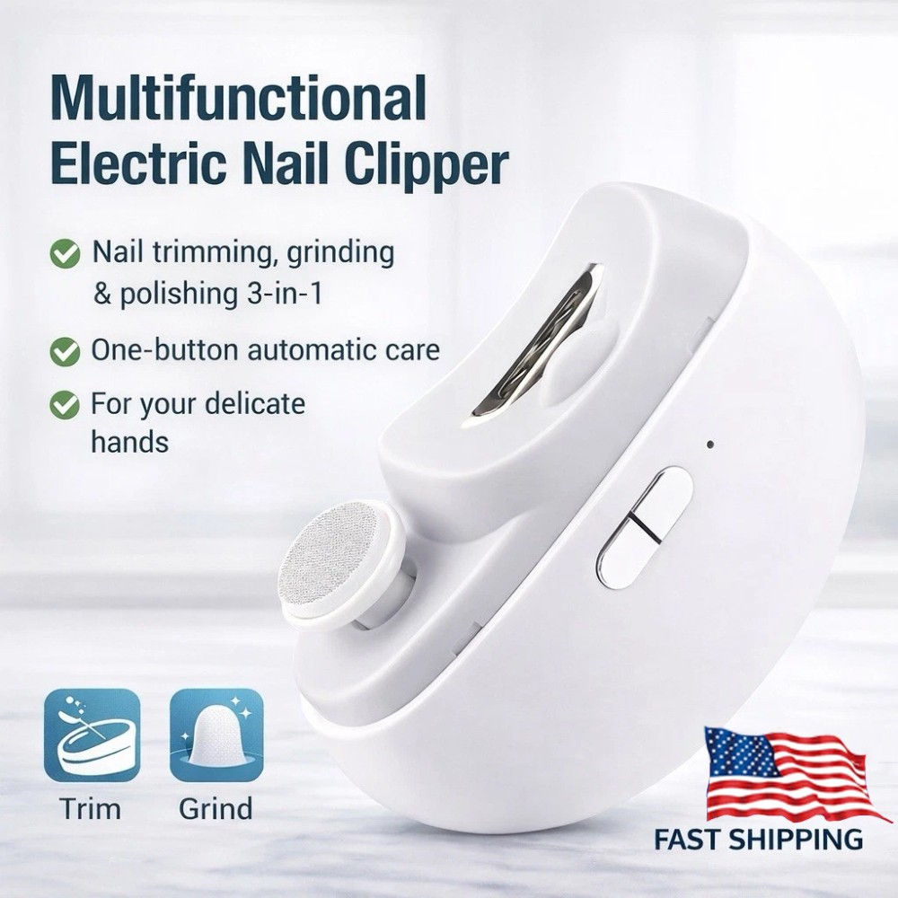 Electric Nail Grinder Automatic LED Light Trimmer Toe Cutter USB Rechargeable