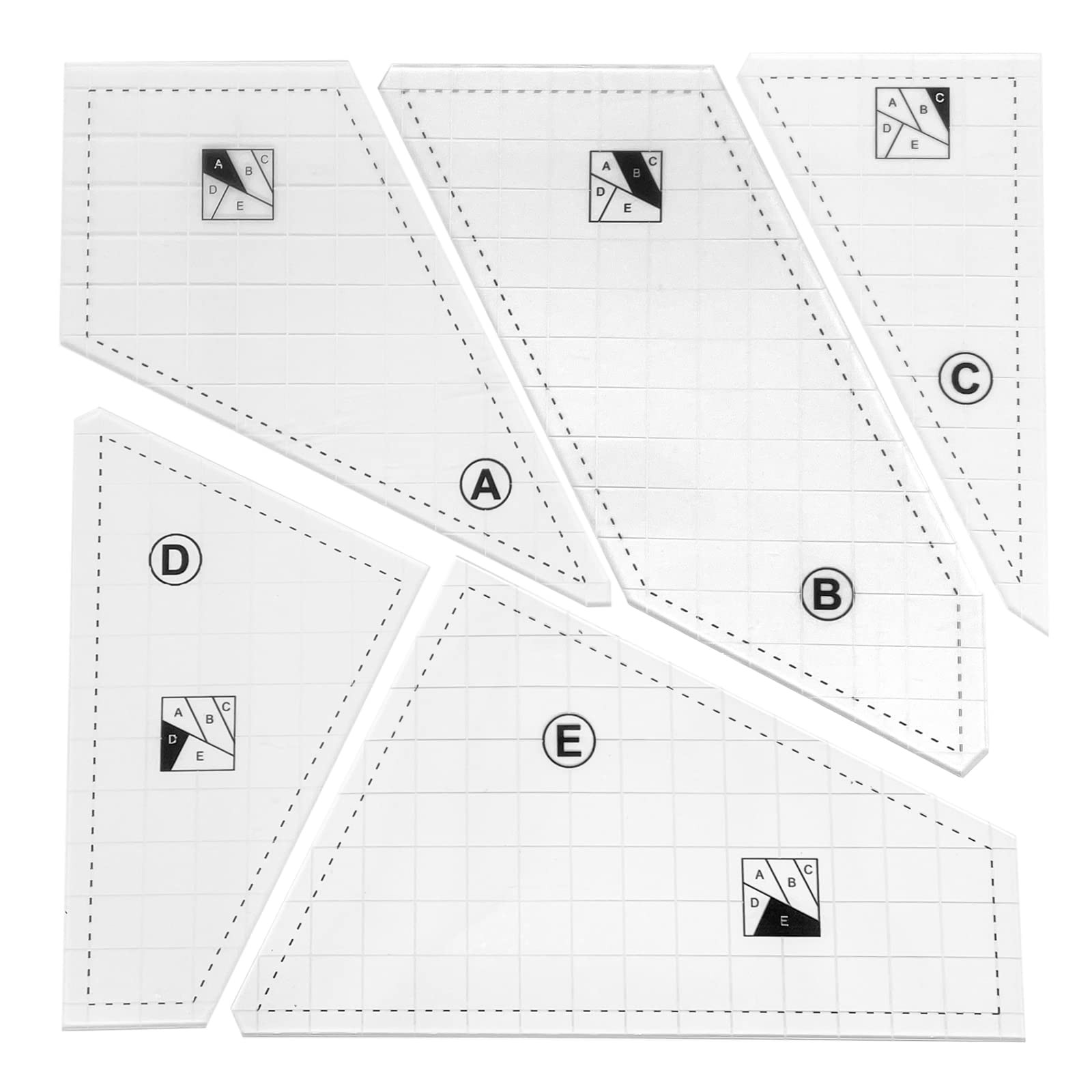Quilting Rulers and Templates, 5Pcs Creative Cutting Template Quilt...