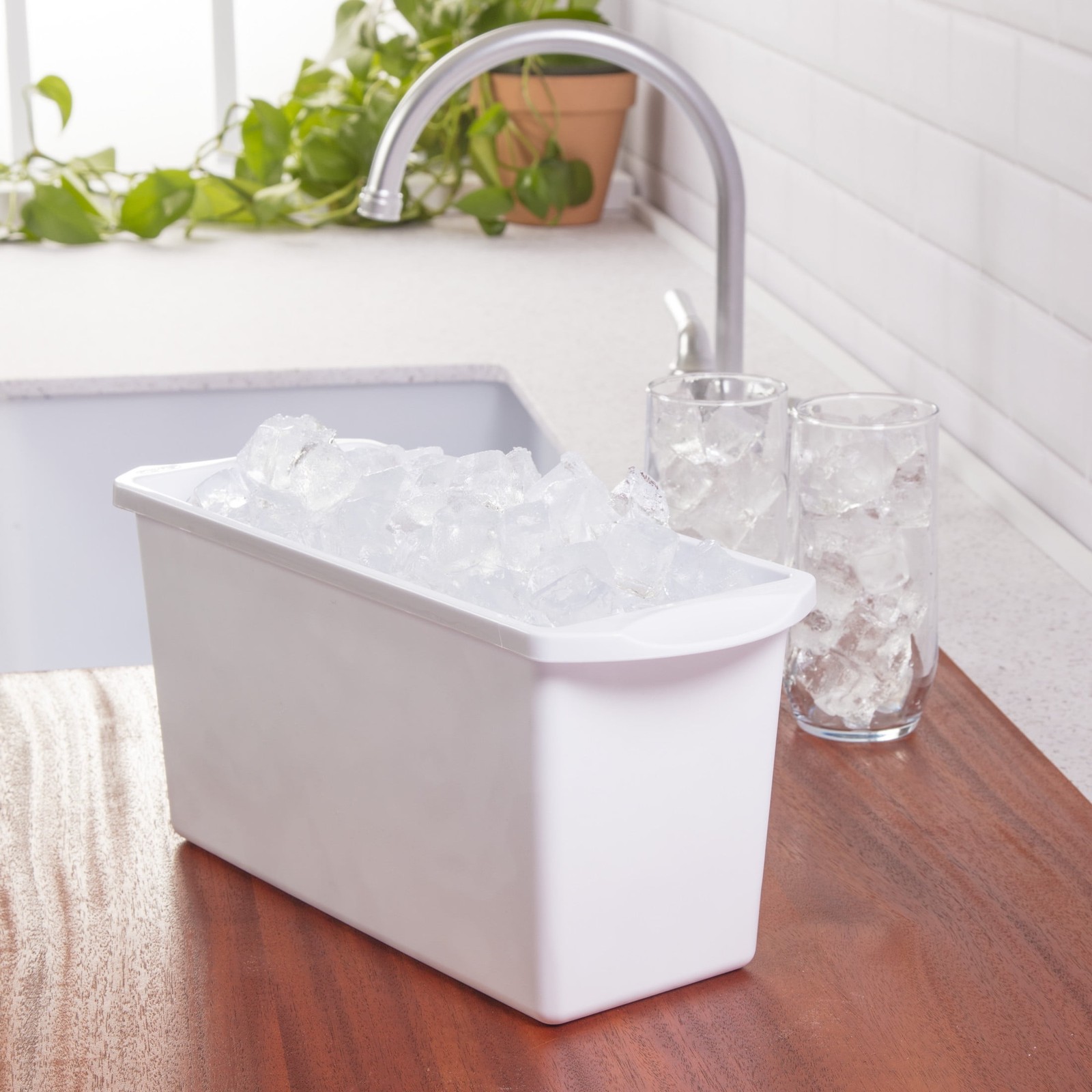 (6 pack) Sterilite Ice Cube Bin, Narrow Design, Space-efficient, White