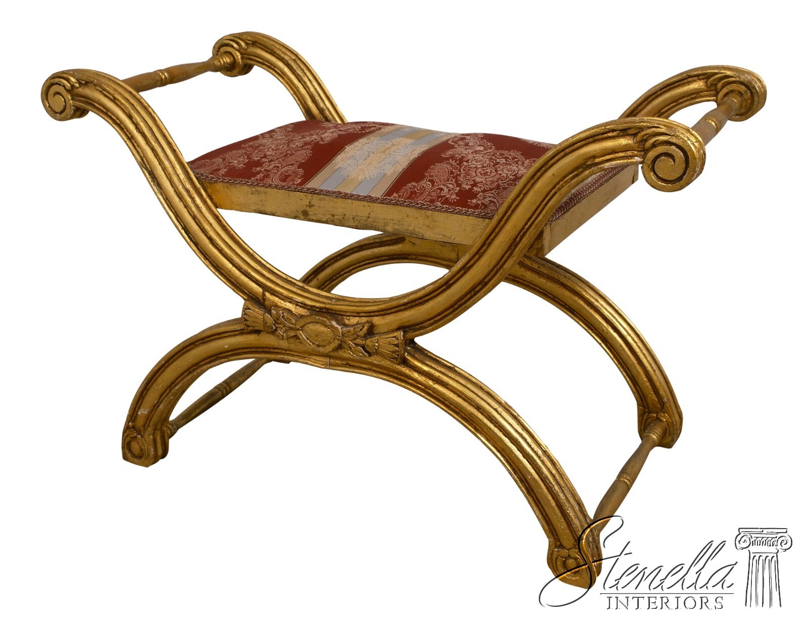 F68285: Vintage Gold X Design Upholstered Seat Bench