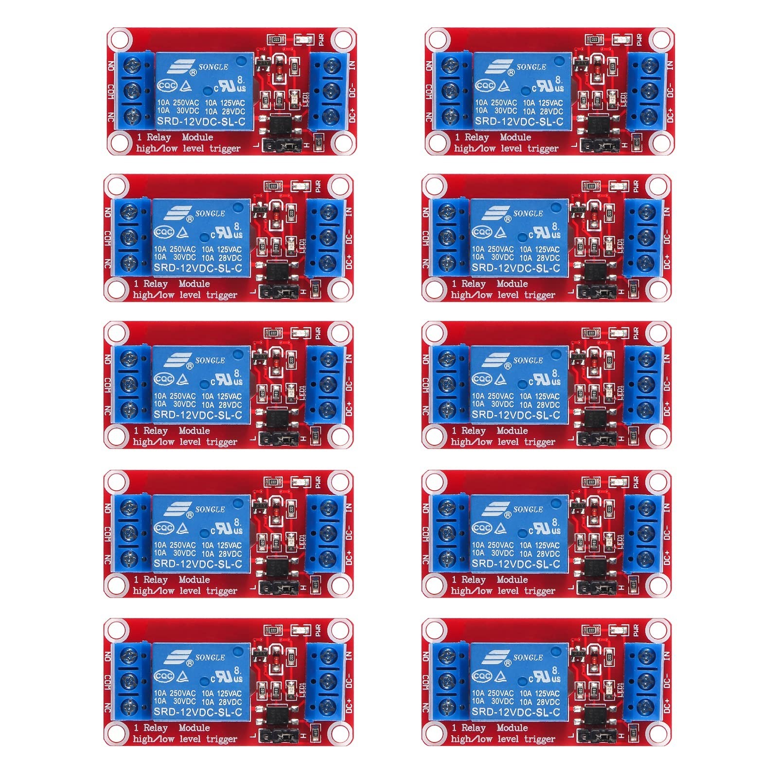 10pcs Relay Module DC 12V Relay Board 1 Channel with Optocoupler Isolation Su...