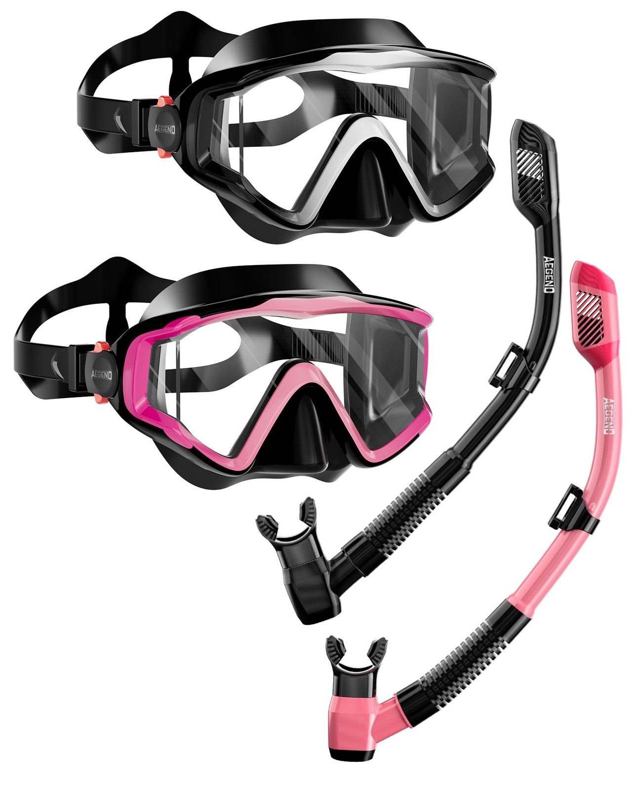 Aegend Snorkel Mask - Black Gradient & Pink Gradient 2 Pack