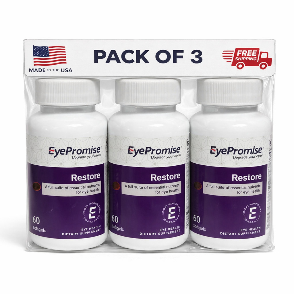 Pack of 3 EyePromise Restore Macular Health Supplement 180 Softgels NEW