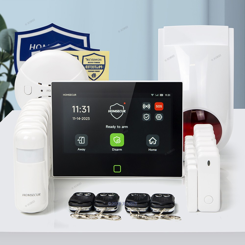 HOMSECUR Wireless WIFI 4G LCD Home House 7" Alarm System with Red Flash Siren
