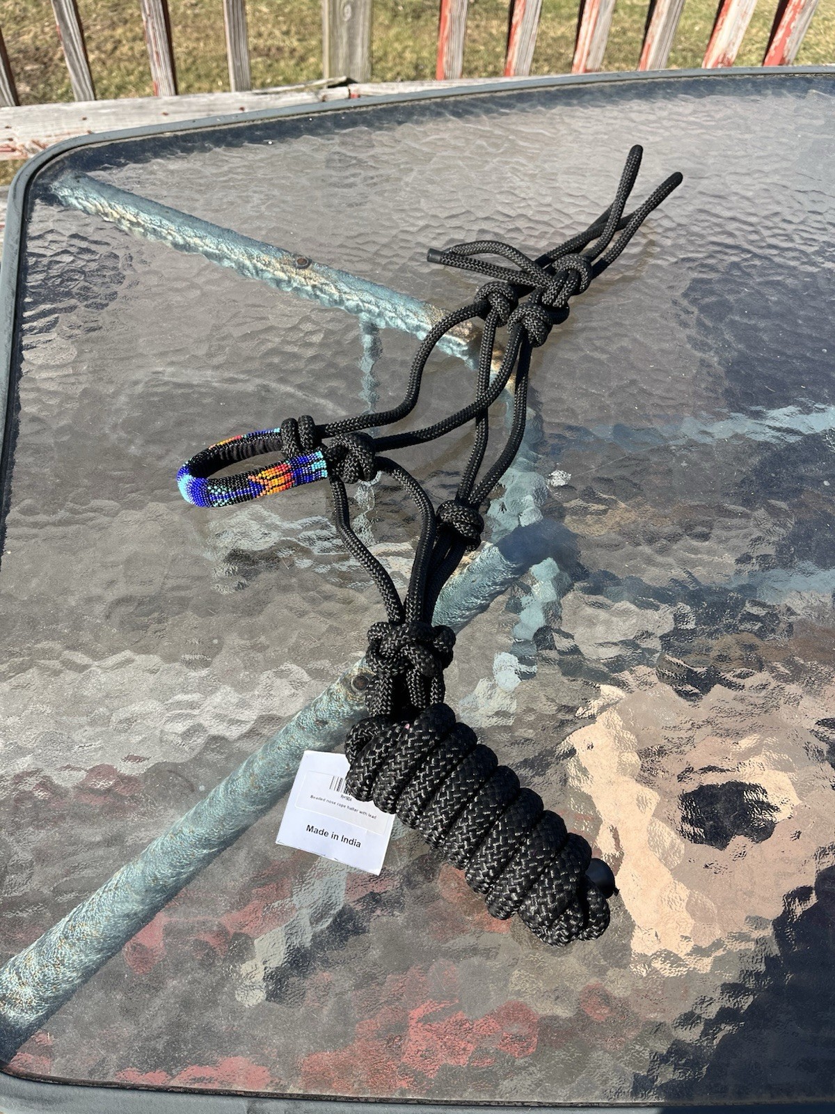 Rugged Ride Aztec Beaded Rope Halter With Lead Rope