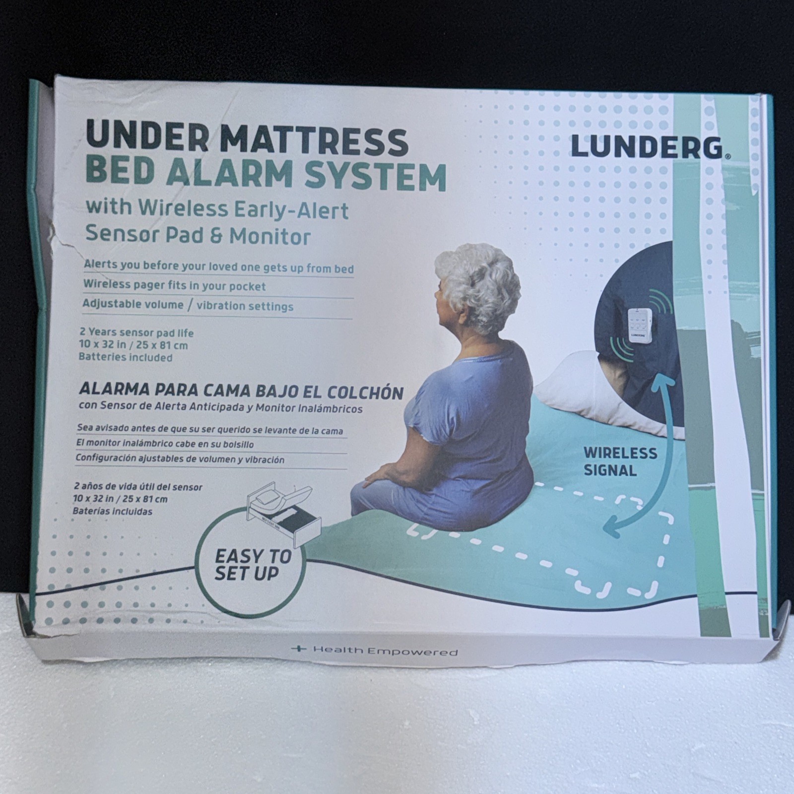 Lunderg Under Mattress Bed Alarm System W/ Wireless Early Alert Sensor Pad & Mon