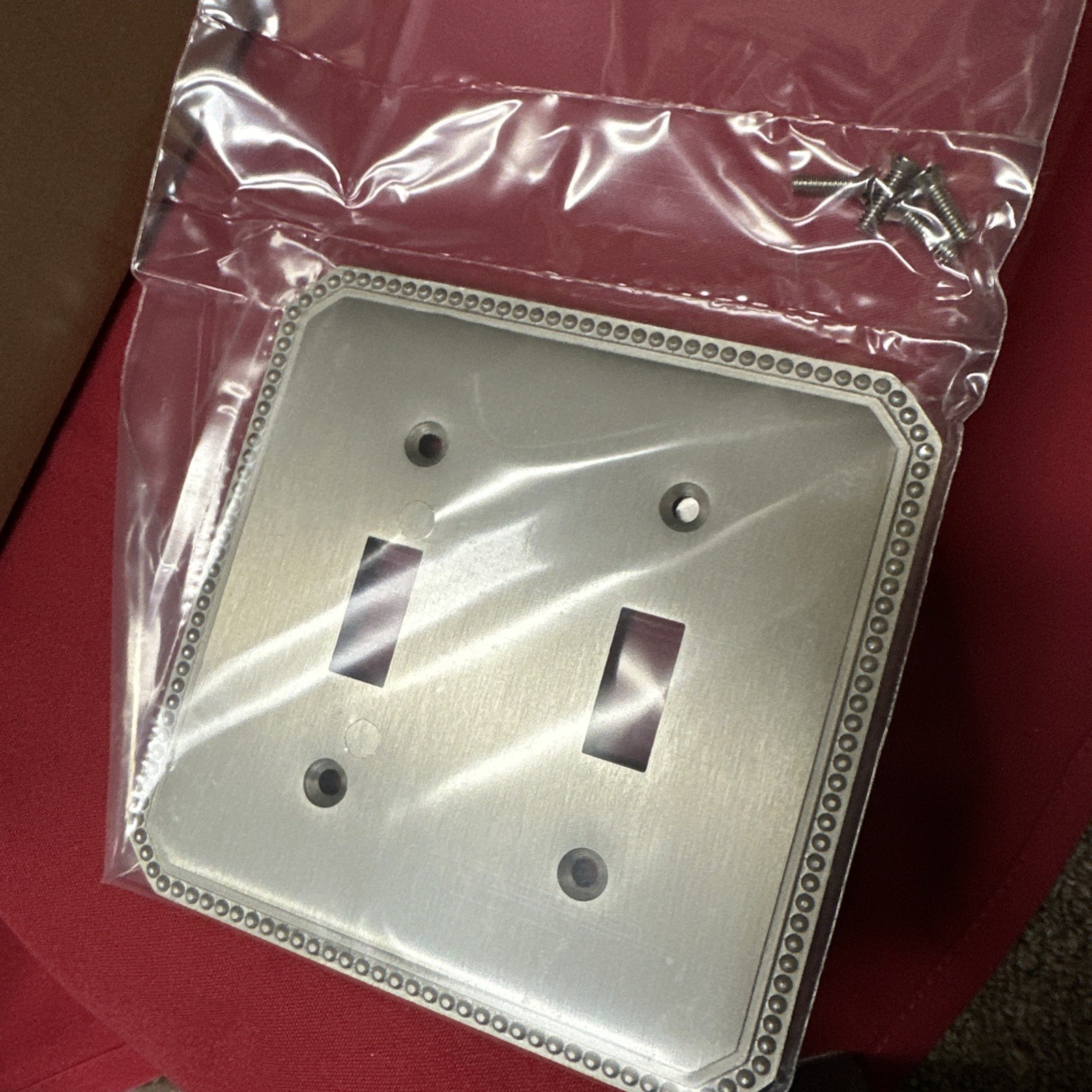 Made in ITALY !! OMNIA  double toggle switch plate 8004/D.15 Satin Nickel