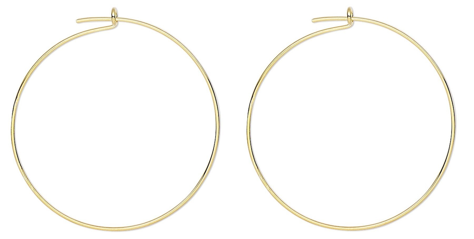 Hoop, Gold Plated Brass 24 Gauge 25mm(1 Inch) Round Beading Ear Wires 10 OR 100