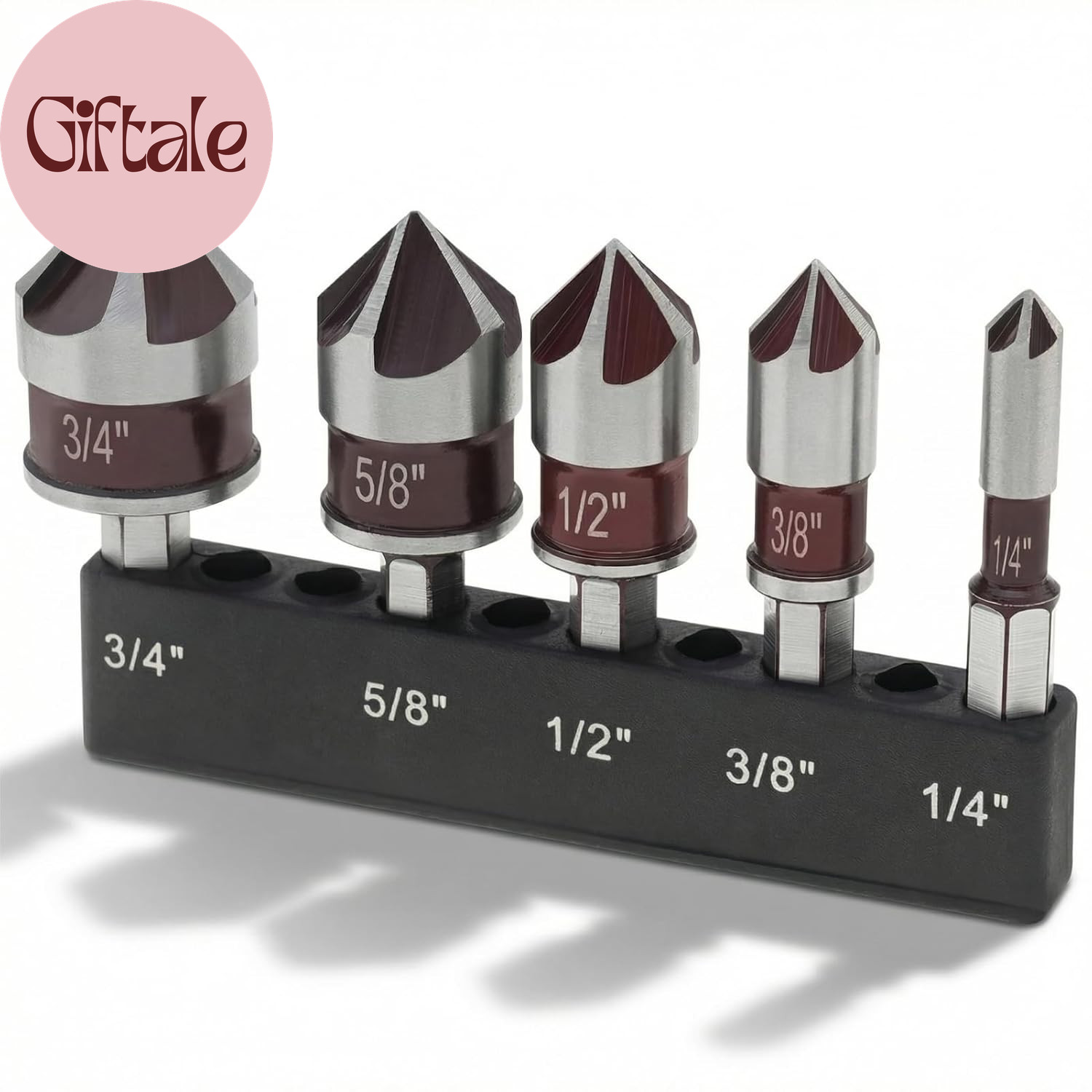 5PCS Countersink Drill Bit Set, Premium HSS Countersink Drill Bit with 82-Degree