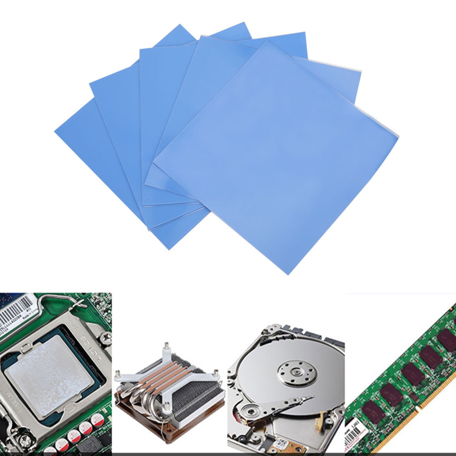 5Pcs Silicone Thermal Conductivity Pad CPU GPU Heat Conduction Sheet