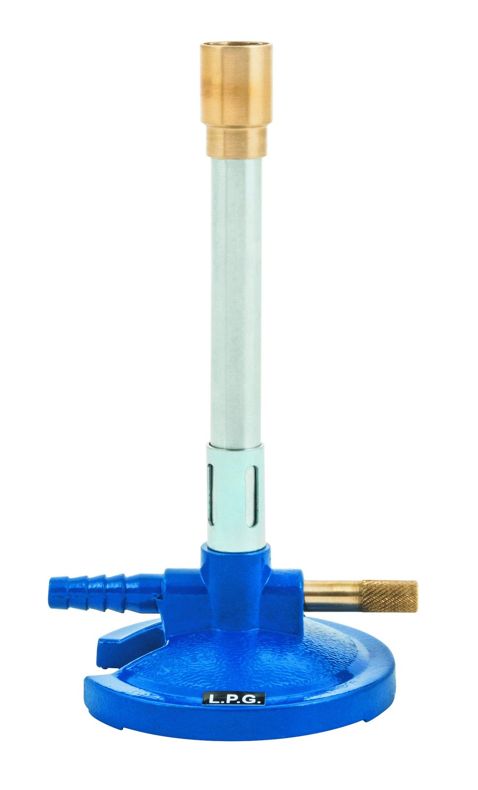 EISCO Premium Bunsen Burner, LPG - Flame Stabilizer, Needle Valve Gas Blue