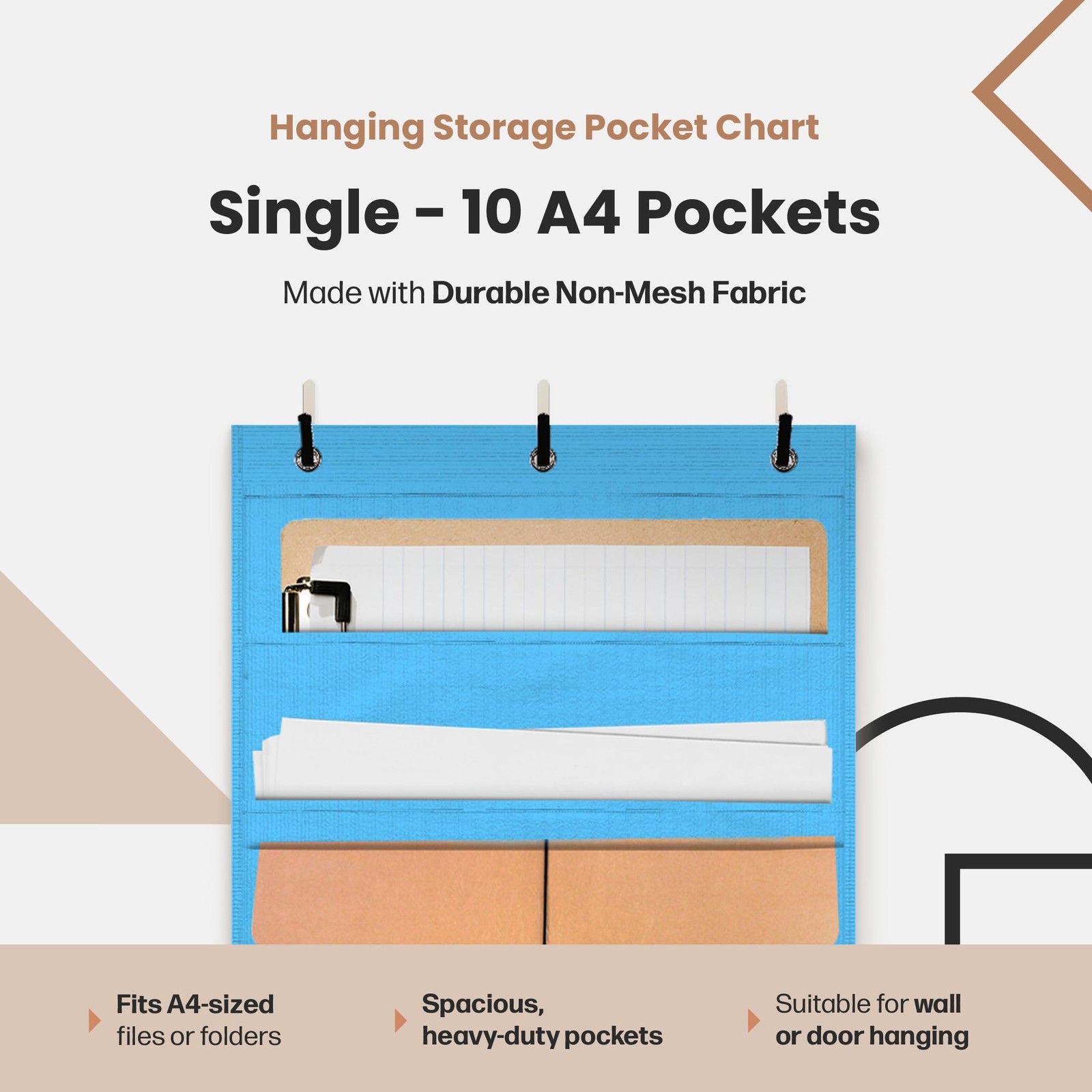 Clear Blue 10 Pocket Storage Organizer Chart For Classroom Hanging Wall File
