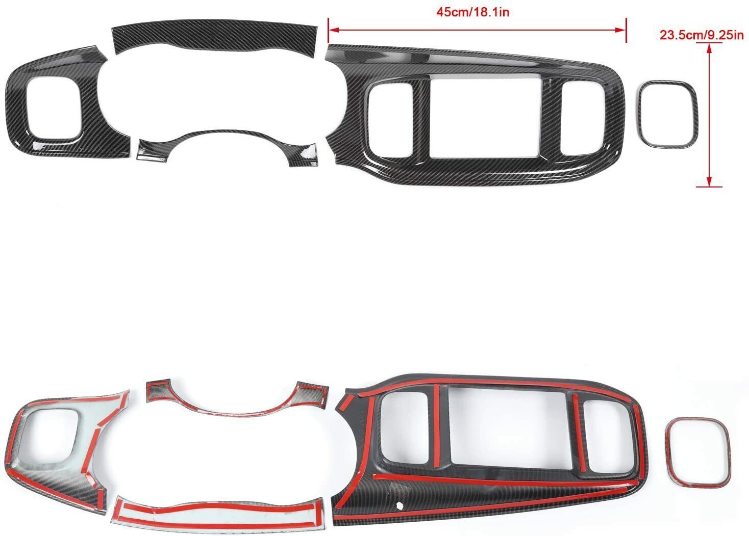 Carbon Fiber Central Console Dashboard Panel Cover Trim for Dodge Charger 2015+