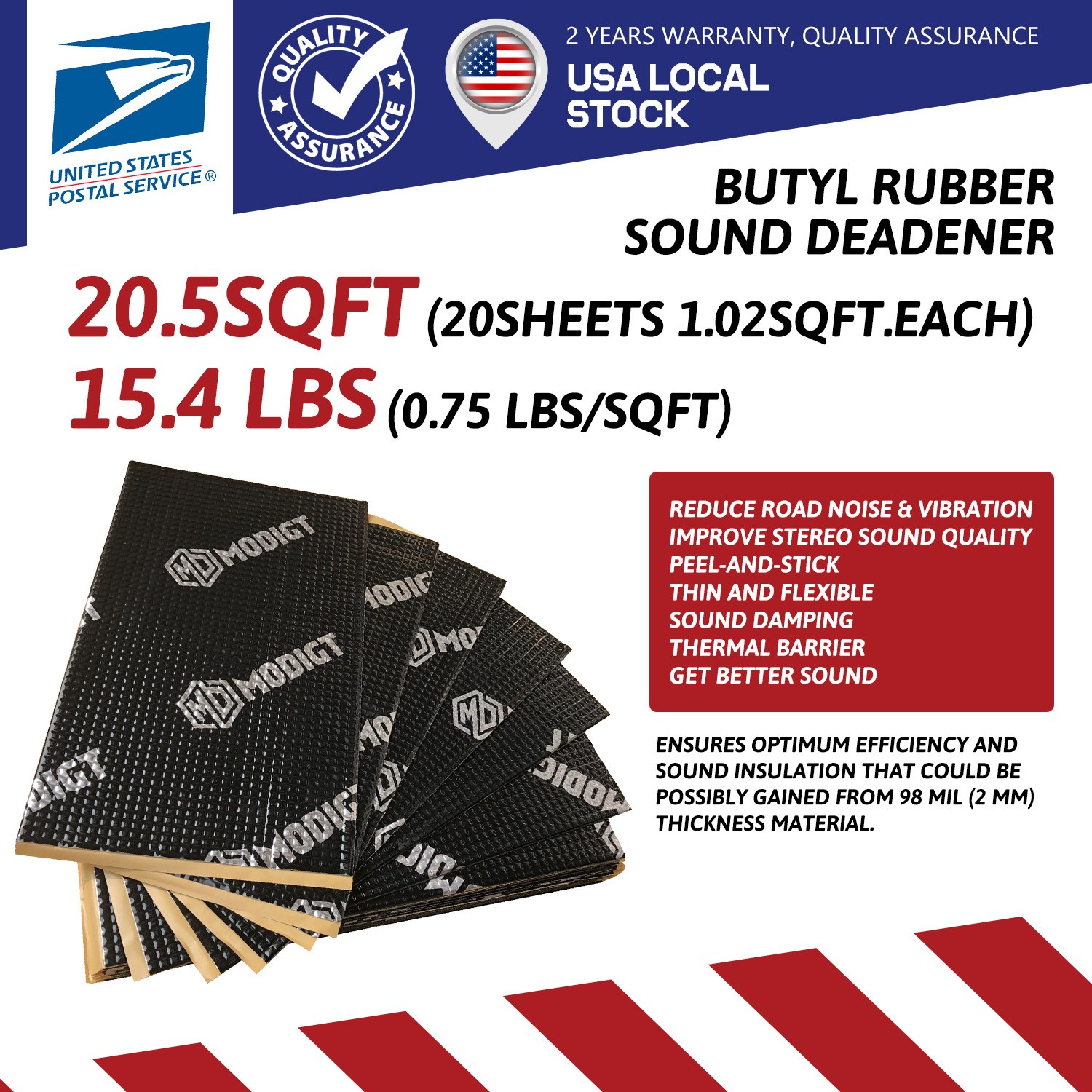 79mil 20 sqft Car Sound Deadening Mat, Butyl Automotive Sound Deadener, Audio