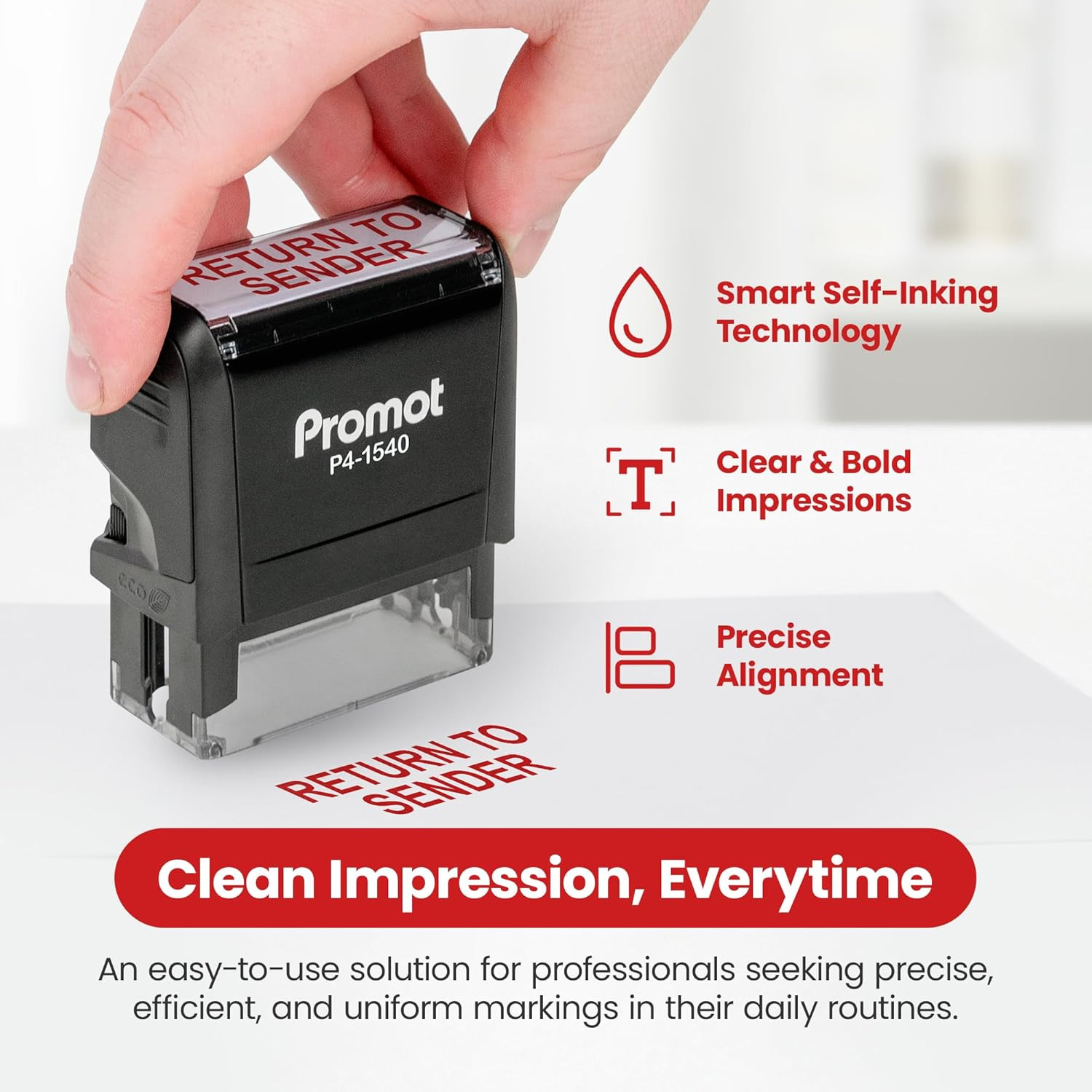 Return to Sender Self Inking Rubber Stamp - Refillable Business Stamper - Work,