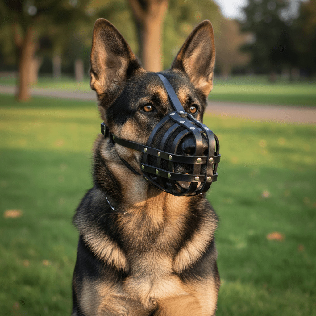 Strong Light leather Dog muzzle Caucasian Shepherd & other large dogs (K1 ,K2)