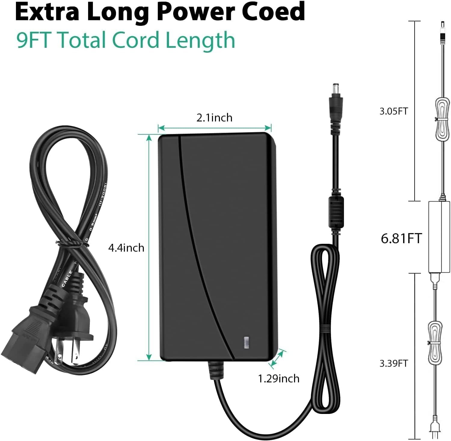 12V 5A Power Supply, Adapter, 120V AC to DC Transformer with Output Jack for ...