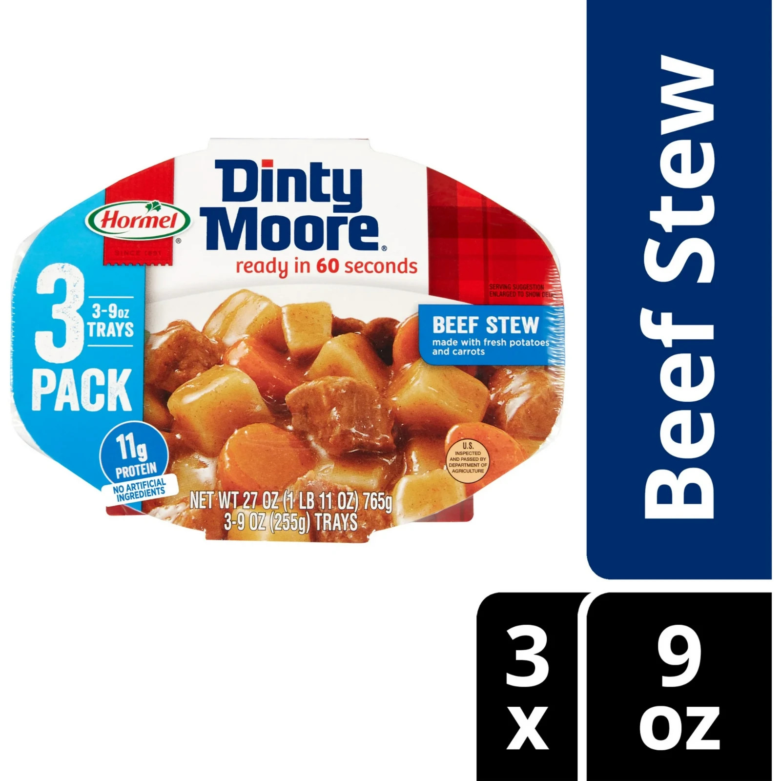 DINTY MOORE Beef Stew, Shelf-Stable, 12 Grams Protein 9 oz Plastic Microwaveable