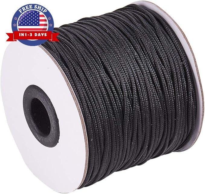 1.5mm 100 Yard Black Nylon Cord Wind Chime Cord Replacement Braided Blind String