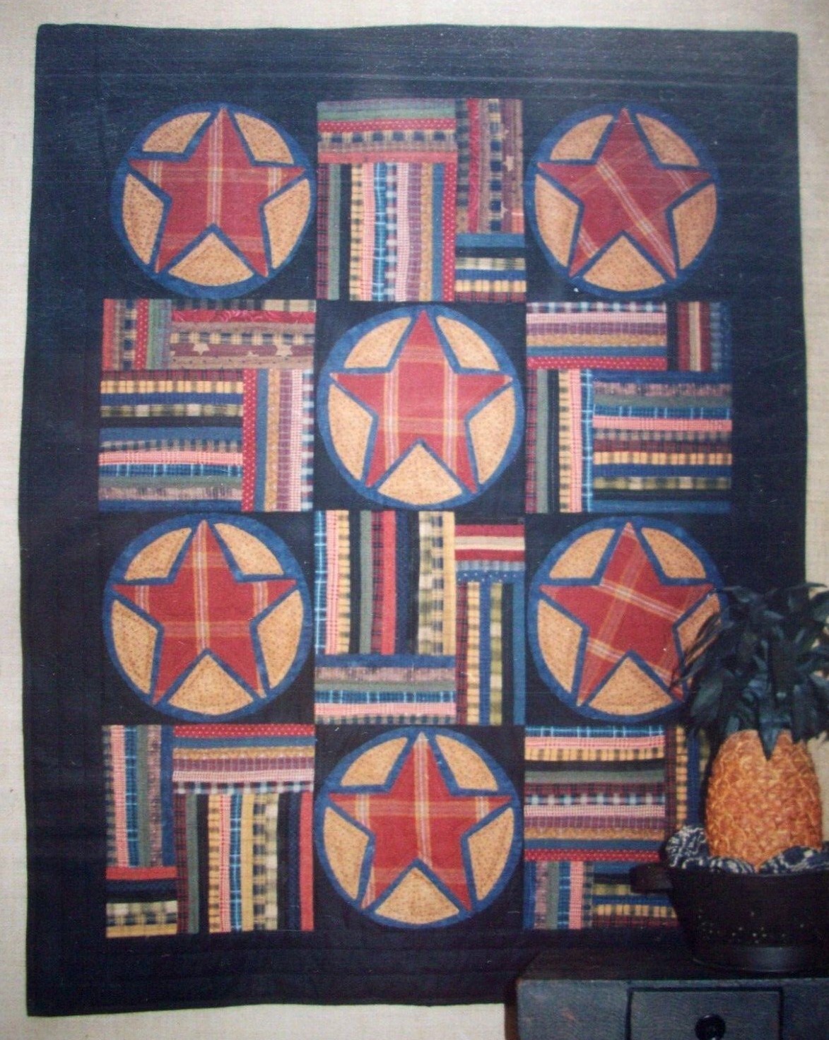 Candy Stripe Stars primitive  quilt pattern
