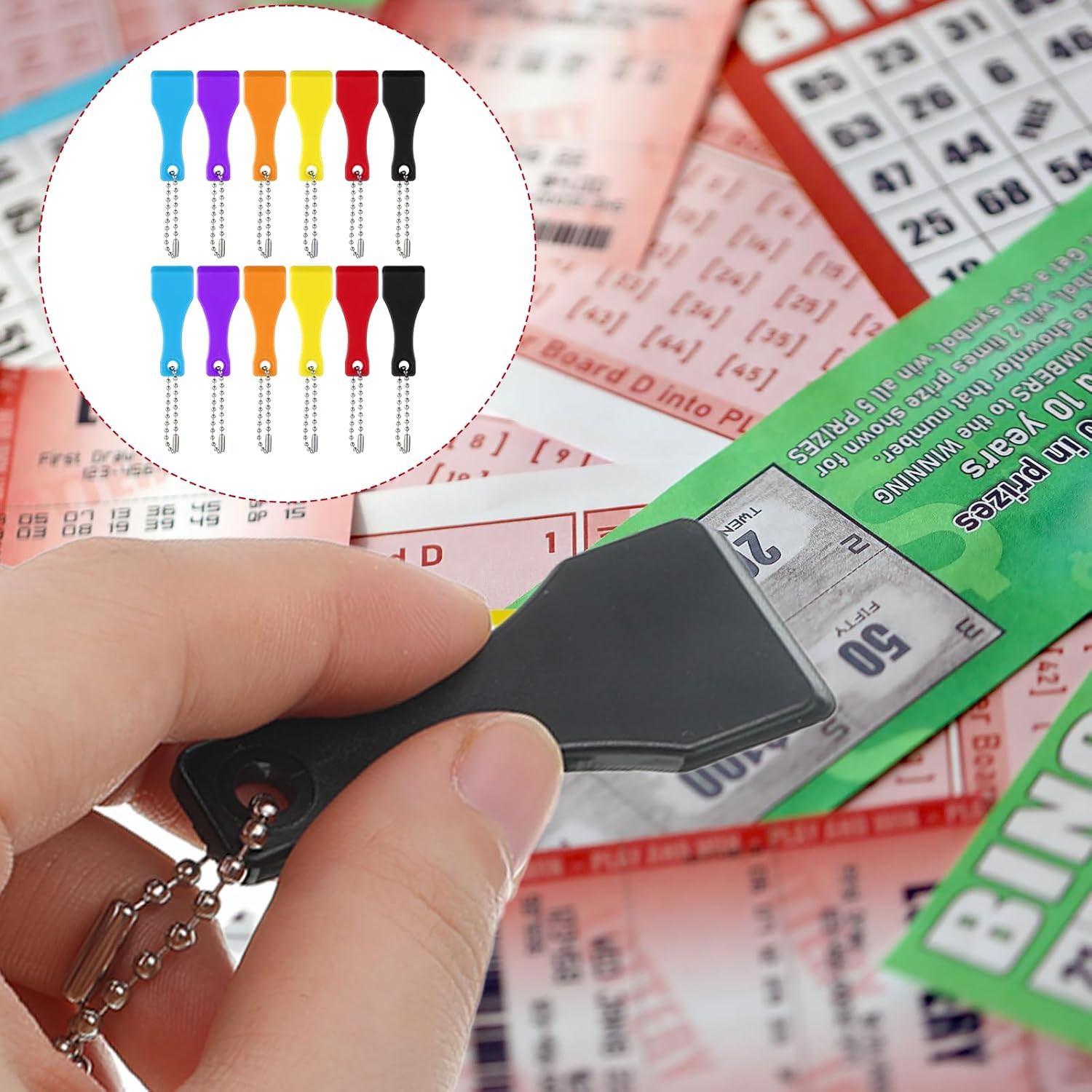 12PCS Lottery Ticket Scratcher Tool, Plastic Tickets Scratcher Tools, Multi Colo