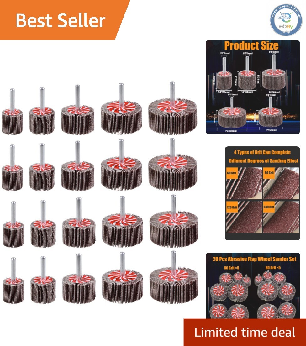 Complete 20 Pcs Abrasive Flap Wheel Sander - Ideal for Drills and Die Grinders