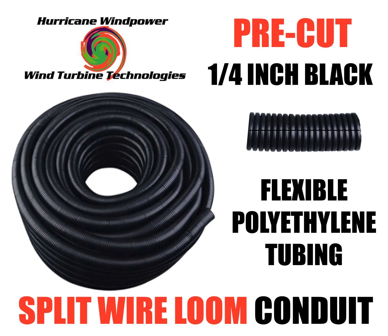 Pre-Cut 1/4 Inch Split Wire Loom Flexible Tubing Cable Conduit Polyethylene