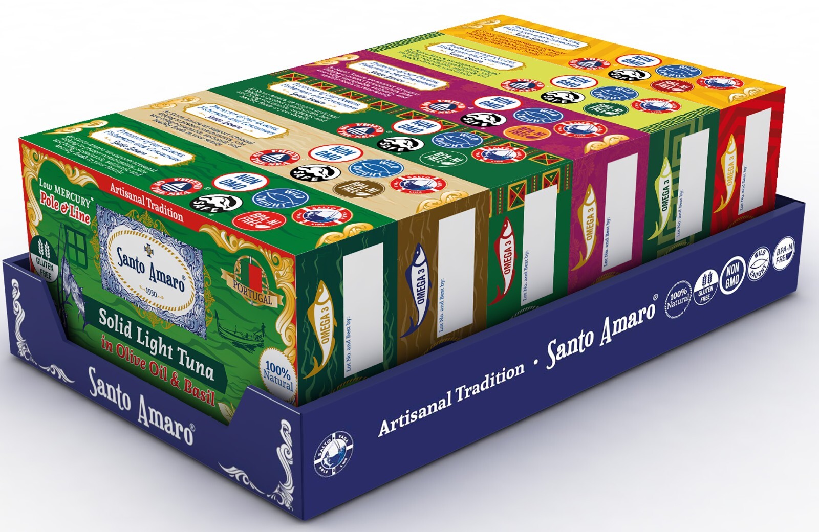 6 Flavor Variety Pole & Line Wild Tuna Fillets in Virgin Olive Oil from PORTUGAL