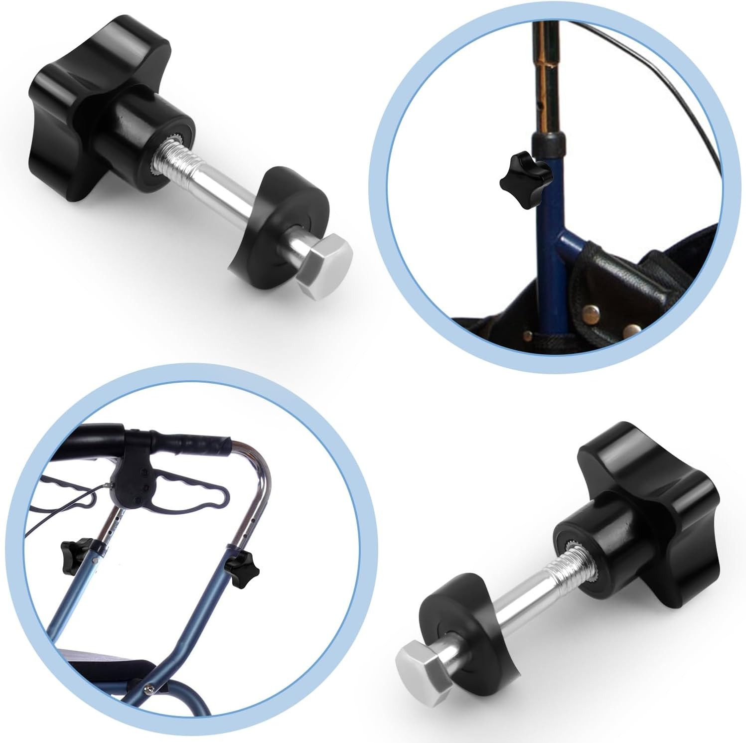 2 Sets Rollator Walker Replacement Arm Adjustment Knobs Comfortable Universal