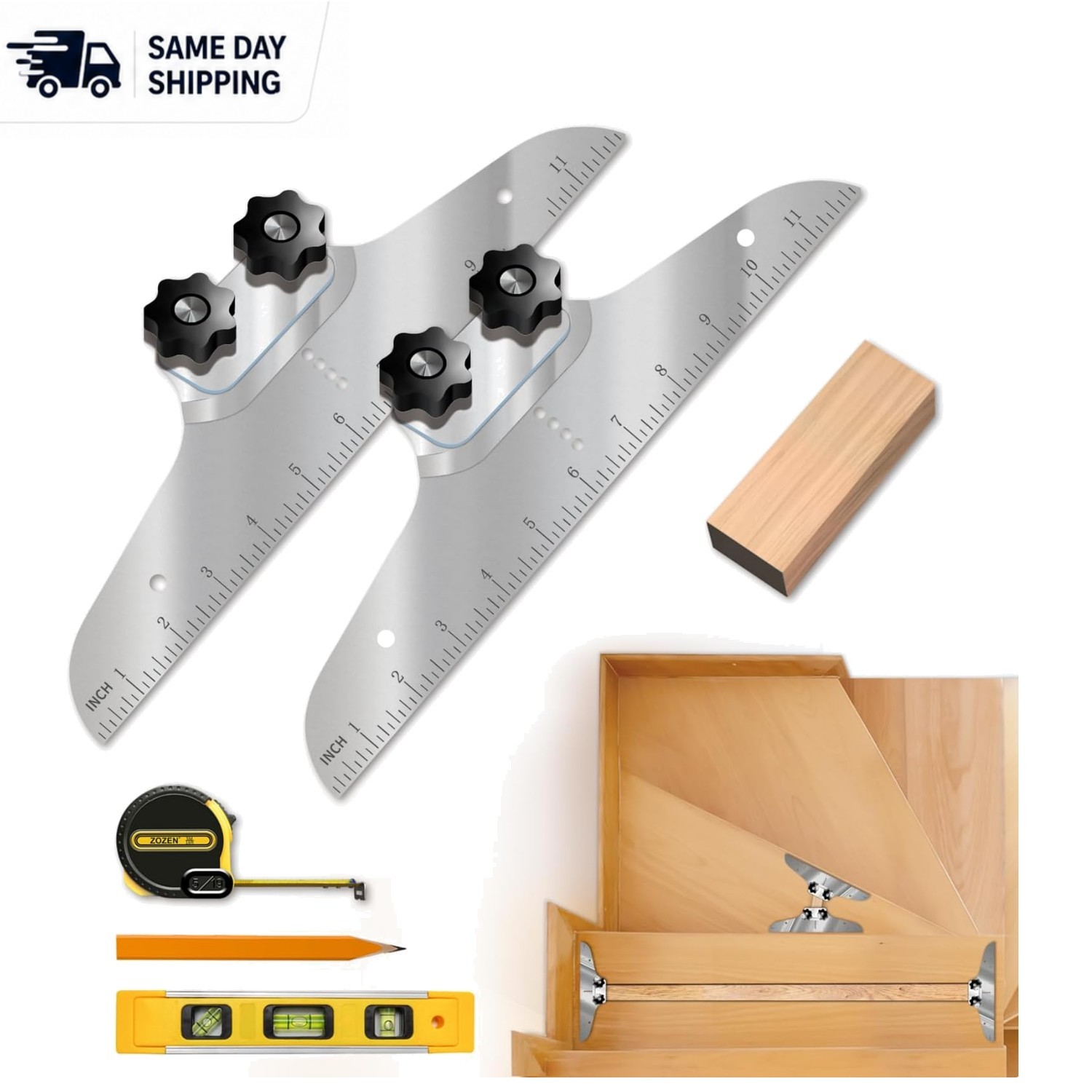 Essential Stair Tread Template Tool for Accurate Cuts - Easy to Use & Reusable