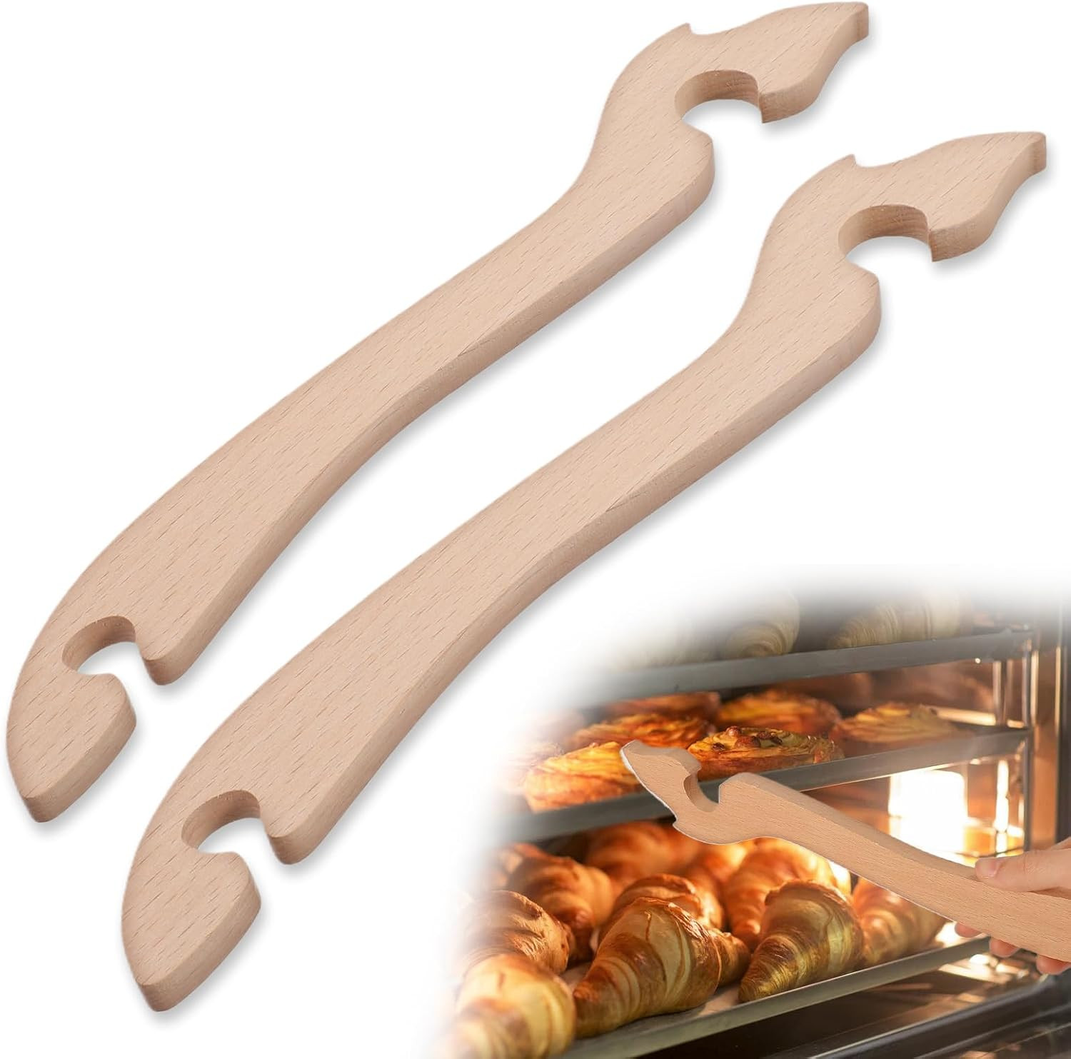 2Pcs Oven Rack Puller, Wood Oven Rack Push Pull Tool | Wooden Oven Push Pull Sti